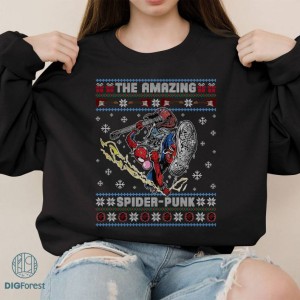 Spider Punk Ugly Christmas Sweater Shirt, Spider Man Across the Spiderverse Ugly Christmas Shirt, Spiderman Swing To Christmas, Xmas Gifts