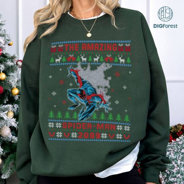 Spider-Man Across the Spider-Verse Ugly Christmas Png| The Amazing Spider Man 2099 Christmas Shirt | Spidey Christmas Shirt | Digital Download