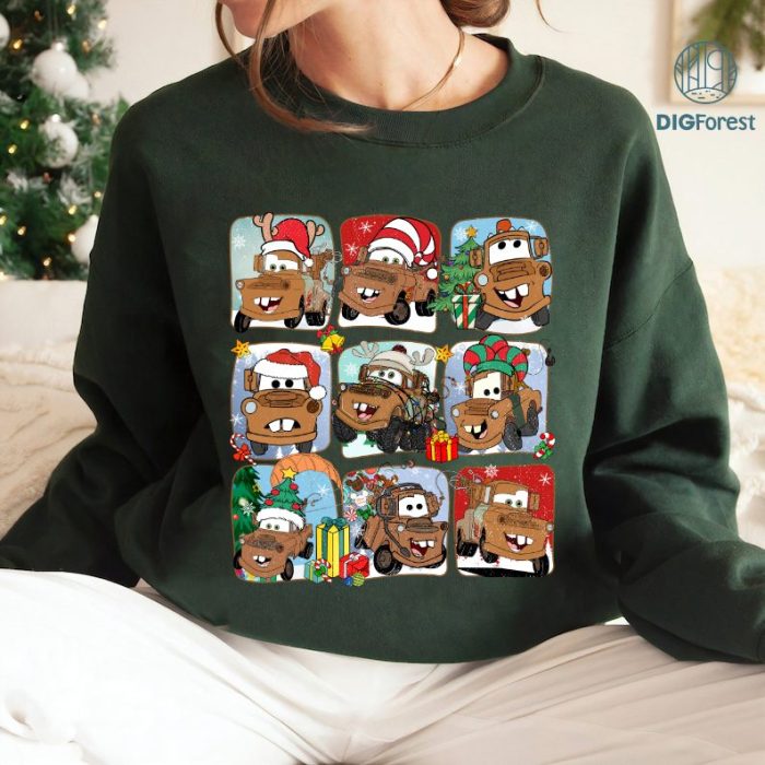 Pixar Cars Land Tow Mater Christmas Balloons Shirt | Disney Retro Cars Mater Christmas PNG | 2024 Holiday Digital File Download