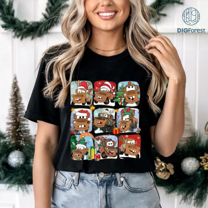 Pixar Cars Land Tow Mater Christmas Balloons Shirt | Disney Retro Cars Mater Christmas PNG | 2024 Holiday Digital File Download