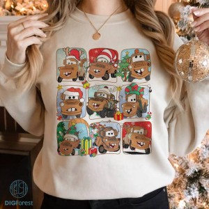 Pixar Cars Land Tow Mater Christmas Balloons Shirt, Disney Retro Cars A Very Mater Christmas Png, 2023 Christmas Png, Digital File, Instant Download