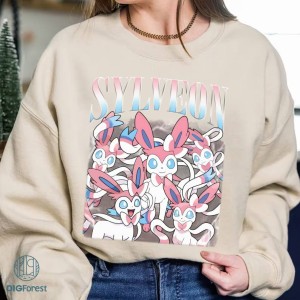 Eevee Sylveon PNG| Vintage Sylveon Shirt | Sylveon Homage Shirt | Eevee Evolution Anime Japanese Shirt