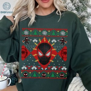Miles Morales Spiderman Ugly Christmas PNG| Spiderman Across The Spider-Verse | Superhero Movie Shirt | Spiderman Christmas Party
