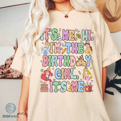 Disney It's Me I'm The Birthday Princess PNG, Disneyland Princess Birthday Shirt, Family Birthday Shirt, Birthday Girl Shirt, Kids Birthday Shirt