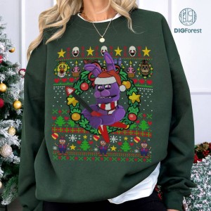 Freddy Fazbear Bonnie Chica Foxy Christmas Shirt | Five Nights at Freddy Ugly Christmas Sweatshirt | Fnaf Christmas Sweater | Digital Download