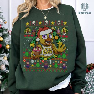 Five Nights at Freddy Ugly Christmas Png | Freddy Fazbear Bonnie Chica Foxy Christmas Shirt | Fnaf Christmas Sweater | Digital Download