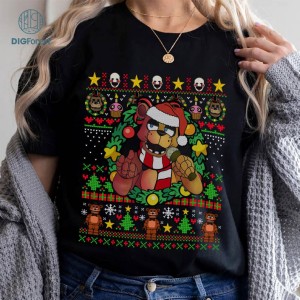 Freddy Fazbear Bonnie Chica Foxy Christmas Shirt | Five Nights at Freddy Ugly Christmas Png | Fnaf Christmas Sweater | Digital Download