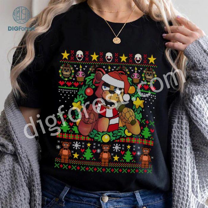 Freddy Fazbear Bonnie Chica Foxy Christmas Shirt | Five Nights at Freddy Ugly Christmas Png | Fnaf Christmas Sweater | Digital Download