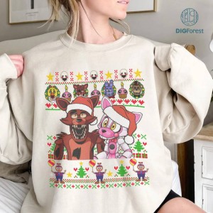 Five Nights at Freddy Ugly Christmas Sweatshirt | Freddy Fazbear Bonnie Chica Foxy Christmas Shirt | Fnaf Christmas Sweater | Digital Download