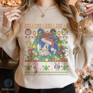 Sonic the Hedgehog Ugly Christmas Sweatshirt | Sonic Hedgehog Army Rose Christmas Shirt | Sonic Video Game Christmas Png | Digital Download