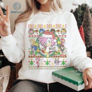 Sonic the Hedgehog Ugly Christmas Sweatshirt | Sonic Hedgehog Army Rose Christmas Shirt | Sonic Video Game Christmas Sweater