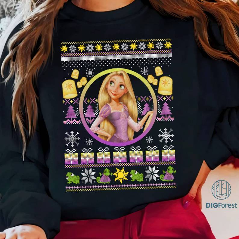 Disneyland Rapunzel Princess Christmas Light T-shirt | Disney Rapunzel Princess Very Merry Xmas Party | Disneyland Family Holiday Gift