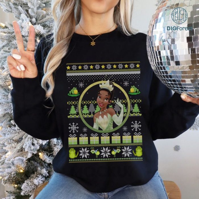 Disney Tiana Christmas Sweater PNG | Princess and The Frog Xmas T-Shirt | Family Disneyland Trip Tee