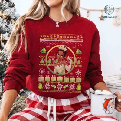 Disney Tiana Christmas Sweater PNG | Princess and The Frog Xmas T-Shirt | Family Disneyland Trip Tee Disney Tiana Christmas Sweater PNG | Princess and The Frog Xmas T-Shirt | Family Disneyland Trip Tee