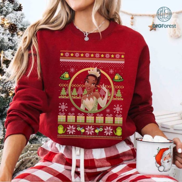 Disney Tiana Christmas Sweater PNG | Princess and The Frog Xmas T-Shirt | Family Disneyland Trip Tee