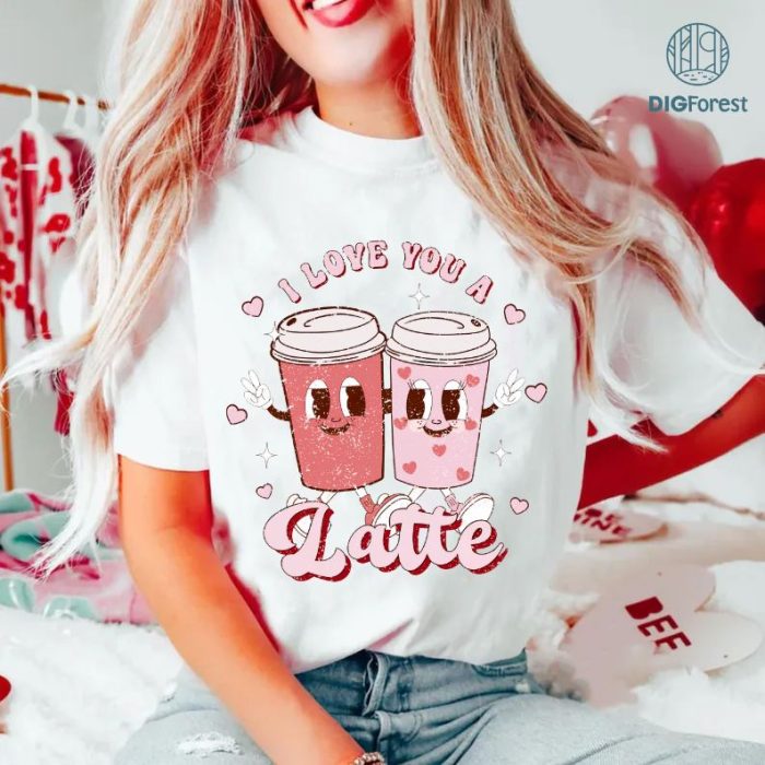 Latte Valentine Shirt | Retro Valentines Day Shirt | Coffee Lover Valentines Tee | Valentines Day Gift for Women | Donut Love Shirt