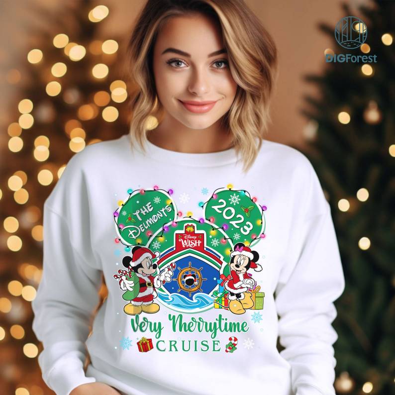 Personalized Christmas Cruise 2023 Png, Very Merry Time Cruises Shirt, Disney Mickey and Minnie Cruise, Christmas Cruise, Xmas Family Vacation Shirt Digforest.com