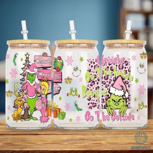 The Grinch Christmas 2023 | Grinch Coffee Tumbler Wrap PNG | Merry Grinchmas 16oz Libbey Glass Can Wrap Design Digital PNG