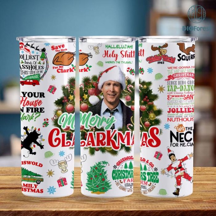 National Lampoons Christmas 20oz Skinny Tumbler Png, Griswold's Tree Christmas Tumbler, Clark Griswold Christmas 20oz Tumbler Wrap Png, Tree Farm