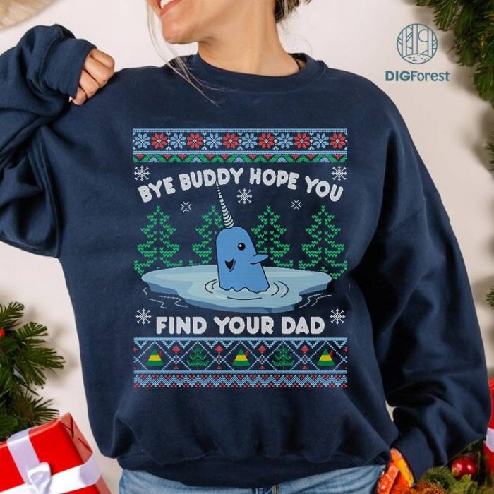 Christmas Whale Ugly Holiday Png, Find Your Dad Sweater, Holiday Movie Apparel Shirt, Funny Christmas Crewneck, Whale Ugly Christmas, Digital Download