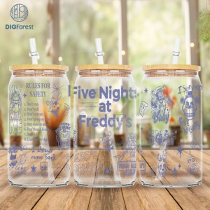 Five Nights At Freddy's Tumbler Wrap | 16oz Can Glass Wrap | Five Nights At Freddy's Tumbler, | Halloween Horror Digital Download, Pooh Png