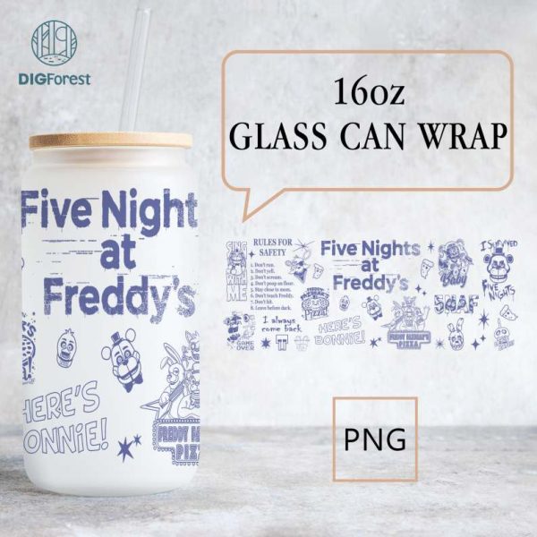 Five Nights At Freddy's Tumbler Wrap | 16oz Can Glass Wrap | Five Nights At Freddy's Tumbler, | Halloween Horror Digital Download, Pooh Png