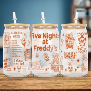 Five Nights At Freddy's 16oz Can Glass Wrap | Five Nights At Freddy's Tumbler Wrap | Halloween Horror Digital Download, Pooh Png