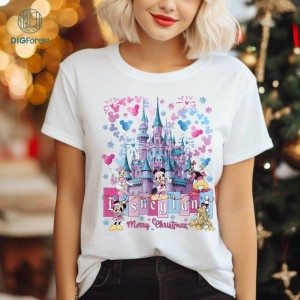 Disney Mickey and Friends Merry Christmas Png, Disneyland Watercolor Castle Xmas Shirt, Walt Disneyworld, Mickey Balloon, Mickey's Very Merry Christmas