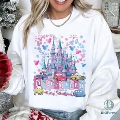 Disneyland Cars Merry Christmas Png, Disneyland Watercolor Castle Xmas Shirt, Disney Pixar Cars, Mickey Balloon, Christmas Party 2023, Digital Download