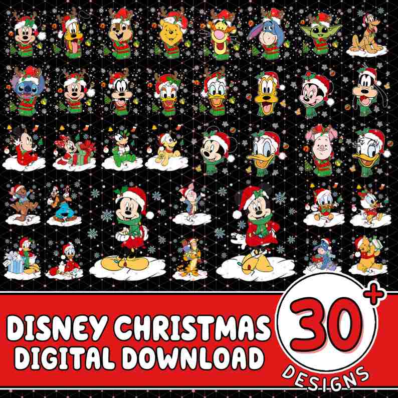 30 Christmas Disney Character Png Bundle, Christmas Mouse Png, Christmas Characters Png, Christmas Mouse And Friends, Magic Kingdom Christmas Digforest.com