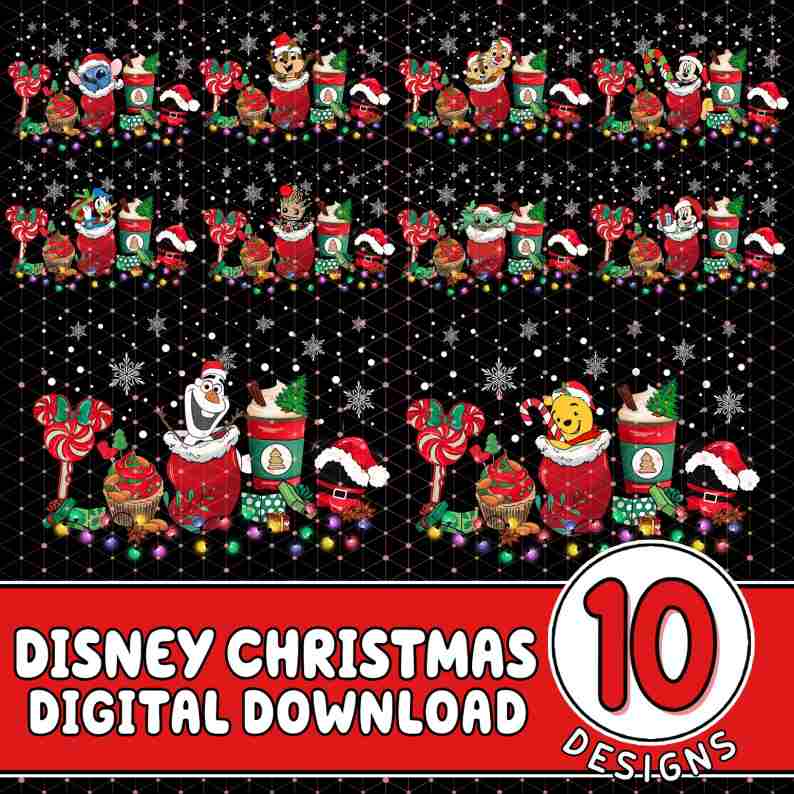 Christmas Disney Mickey Clipart Bundle png, xmas cartoon sublimation, PNG file for Christmas Mouse bundle, Digital Download Digforest.com