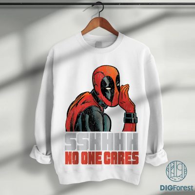 Marvel Deadpool SSHHHH No One Cares Shirt | Vintage Wade Wilson Tee | Funny Marvel Superhero Comic T-Shirt