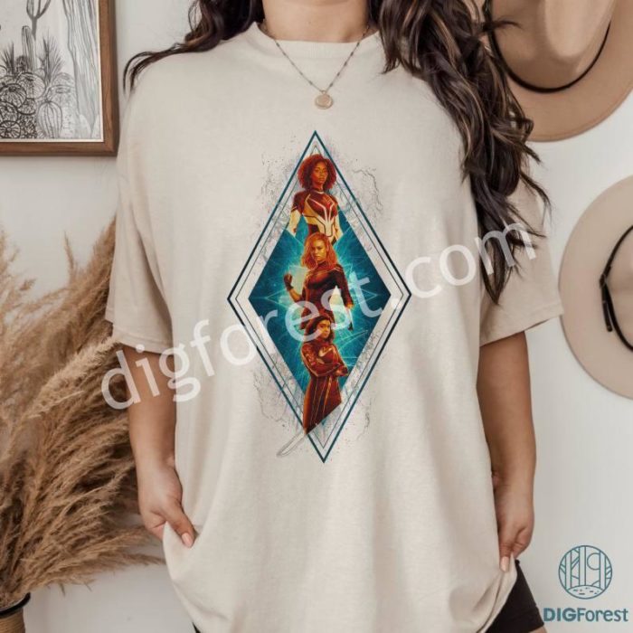 The Marvels Photon Captain Marvel Ms. Marvel Diamond TShirt | The Marvels Movie Shirt | Carol Danvers Monica Rambeau Shirt | Avengers Team