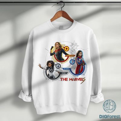 The Marvels Super Hero Tech Screen Group Badges T-Shirt | The Marvels Movie PNG | Carol Danvers Monica Rambeau Shirt | Avengers Team The Marvels Super Hero Tech Screen Group Badges T-Shirt | The Marvels Movie PNG | Carol Danvers Monica Rambeau Shirt | Avengers Team