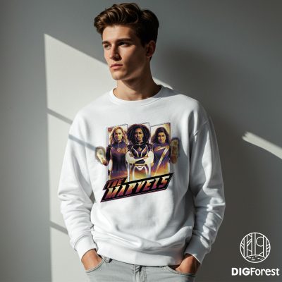 The Marvels Super Hero Trio Energy Gradient Poster T-Shirt | The Marvels Movie PNG | Carol Danvers Monica Rambeau Shirt | Avengers Team The Marvels Super Hero Trio Energy Gradient Poster T-Shirt | The Marvels Movie PNG | Carol Danvers Monica Rambeau Shirt | Avengers Team