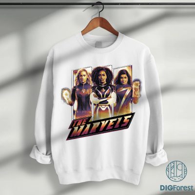The Marvels Super Hero Trio Energy Gradient Poster T-Shirt | The Marvels Movie PNG | Carol Danvers Monica Rambeau Shirt | Avengers Team The Marvels Super Hero Trio Energy Gradient Poster T-Shirt | The Marvels Movie PNG | Carol Danvers Monica Rambeau Shirt | Avengers Team