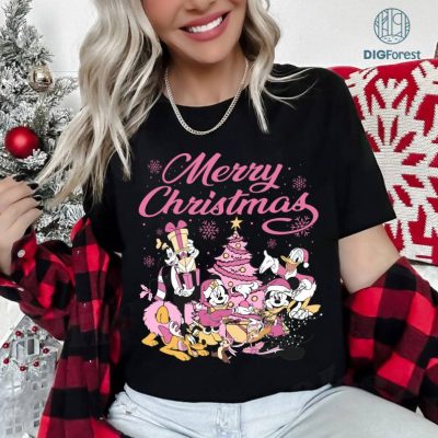 Disney Vintage Mickey And Friends Christmas Png , Mickey Pink Christmas Shirt, Vacation Holiday Gift, Mickey Minnie Goofy Pluto, Digital Download