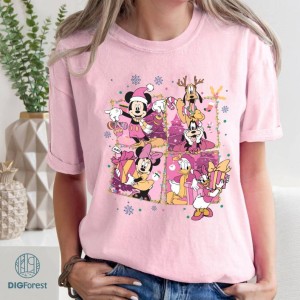 Disney Mickey and Friends Pink Xmas Party, Mickey Mouse Merry Christmas Shirt Hoodie Sweatshirt, Retro Magic Kingdom Pink Christmas Shirt, Digital Download