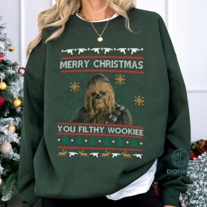 Chewbacca Christmas PNG| Wookiee Christmas Ugly Sweater | Merry Christmas You Filthy Wookiee Sweatshirt | Christmas Movies Sweater