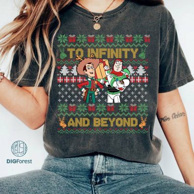 To Infinity And Beyond Toy Story Christmas Sweater, Disney Toy Story Woody Christmas Png, Disneyland Christmas Shirt, Disneyworld Family Shirts, Digital Download