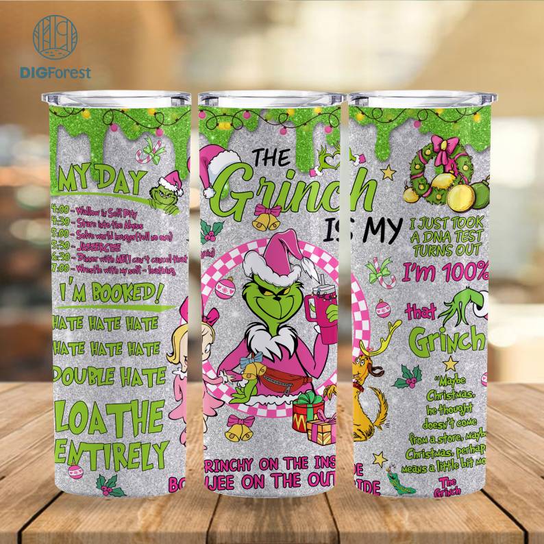 Grinch Christmas 20oz Skinny Tumbler Wrap | Grinchmas Design Digital PNG | The Grinch Designs Straight Tumbler ONLY Instant Download