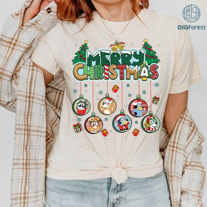 Bluey Family Christmas Ball PNG, Bluey And Bingo Christmas shirt, Bluey Family Christmas Shirt, Bluey Christmas Matching Tee