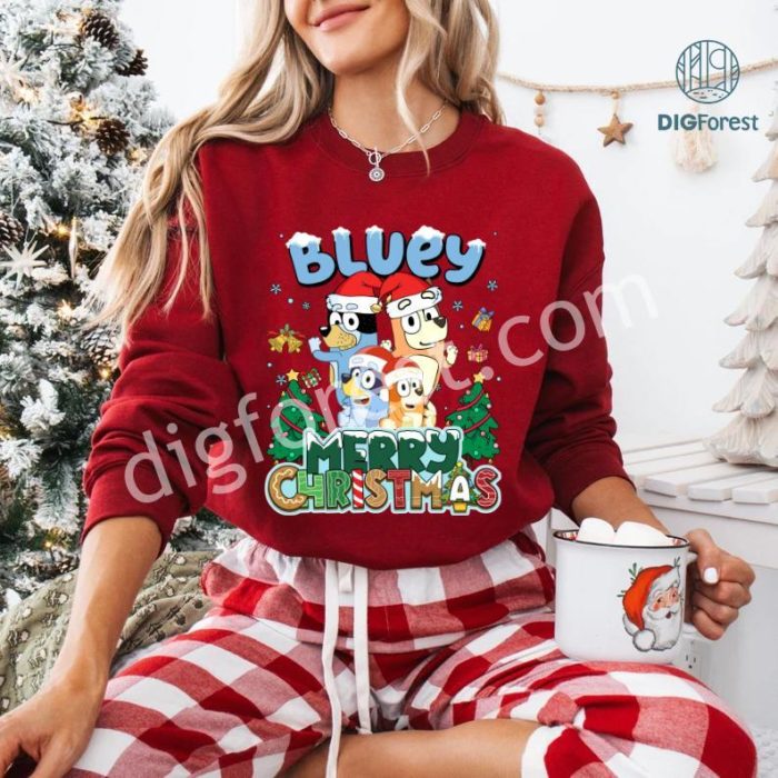 Bluey Merry Christmas Most wonderful time of the year Shirt | Bluey Bingo Family Merry Christmas 2024 Tshirt | Bluey Family Christmas | Bluey Kids