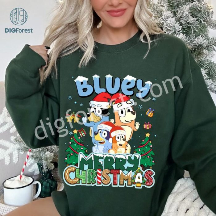 Bluey Merry Christmas Most wonderful time of the year Shirt | Bluey Bingo Family Merry Christmas 2024 Tshirt | Bluey Family Christmas | Bluey Kids