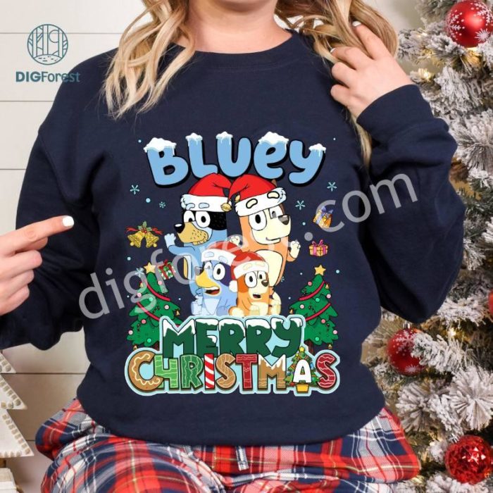 Bluey Merry Christmas Most wonderful time of the year Shirt | Bluey Bingo Family Merry Christmas 2024 Tshirt | Bluey Family Christmas | Bluey Kids