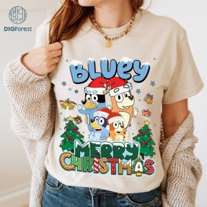 Bluey Merry Christmas Most wonderful time of the year PNG | Bluey Bingo Family Merry Christmas 2023 Tshirt | Bluey Family Christmas | Bluey Kids