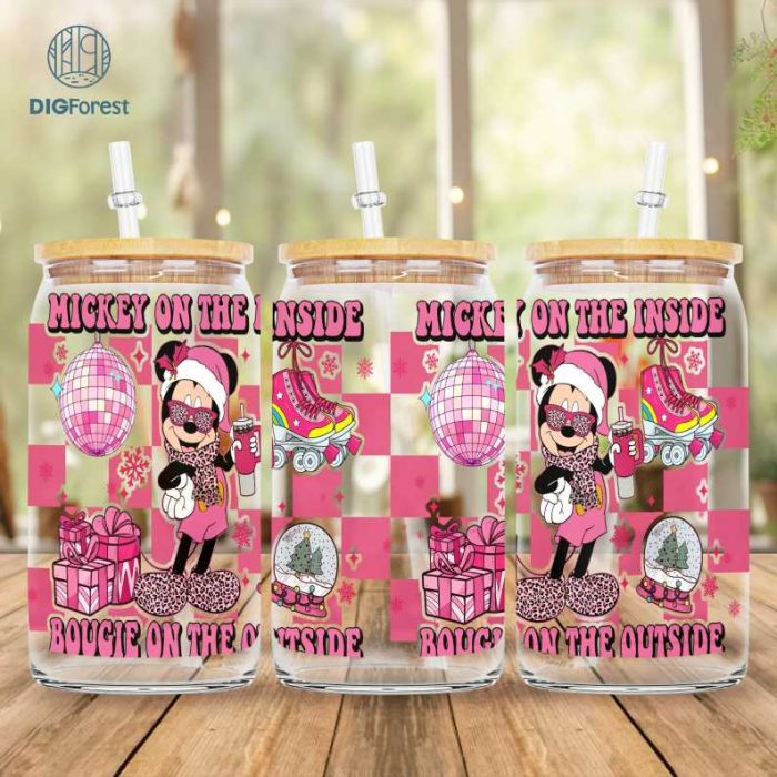 Disneyland Christmas 16oz Glass Can Wrap PNG, Disney Xmas Libbey Can Wrap, Mouse And Friends Can Wrap, Christmas Glass Can Wrap, Xmas Libbey Wrap