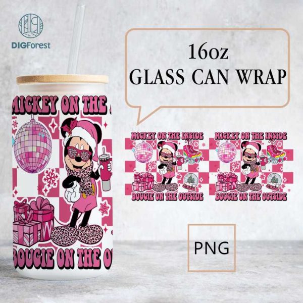 Disneyland Christmas 16oz Glass Can Wrap PNG, Disney Xmas Libbey Can Wrap, Mouse And Friends Can Wrap, Christmas Glass Can Wrap, Xmas Libbey Wrap