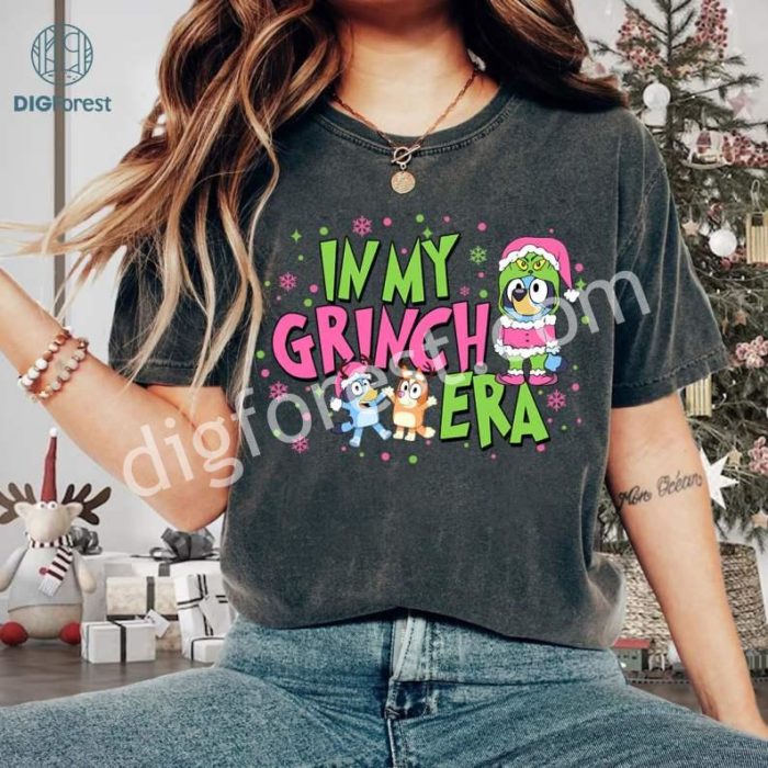 Bluey In My Grinch Era Shirt | Bluey Grinch Christmas Sweatshirt | Bluey Grinchmas Shirt | Bluey Kids Christmas Tee | Bluey Toddler Xmas Shirt