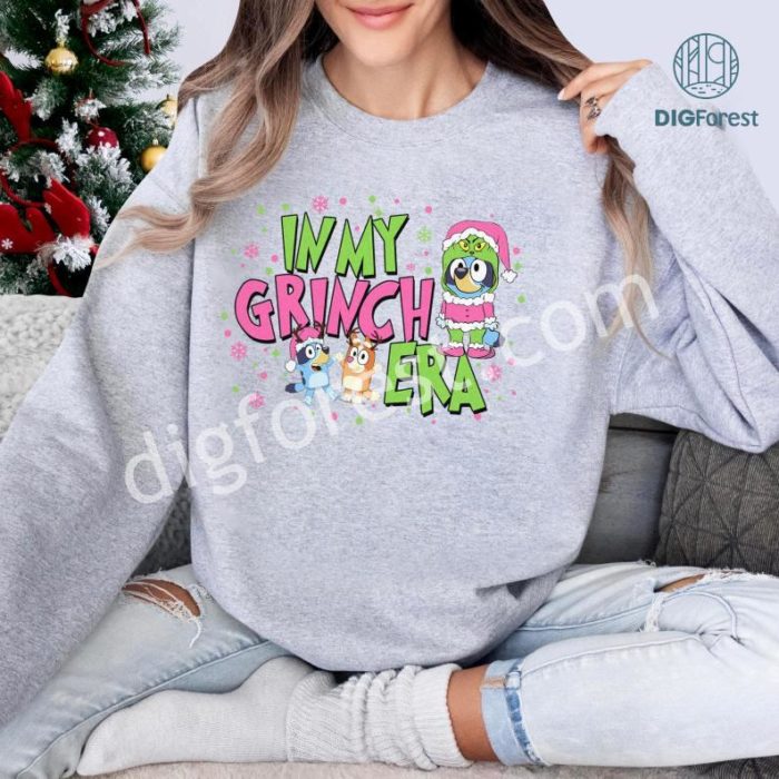 Bluey In My Grinch Era Shirt | Bluey Grinch Christmas Sweatshirt | Bluey Grinchmas Shirt | Bluey Kids Christmas Tee | Bluey Toddler Xmas Shirt